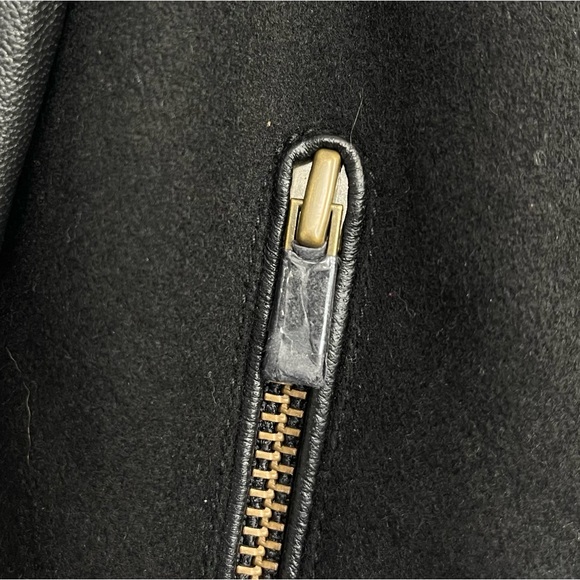 JOIE Morina Lambskin Leather Jacket Black Caviar Sz L Large Wool Moto Biker New - Picture 14 of 16